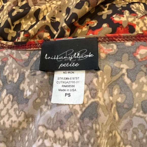 Brittany Black Multicolored 3/4 Sleeve Faux Wrap Blouse Size PS - Picture 9 of 9